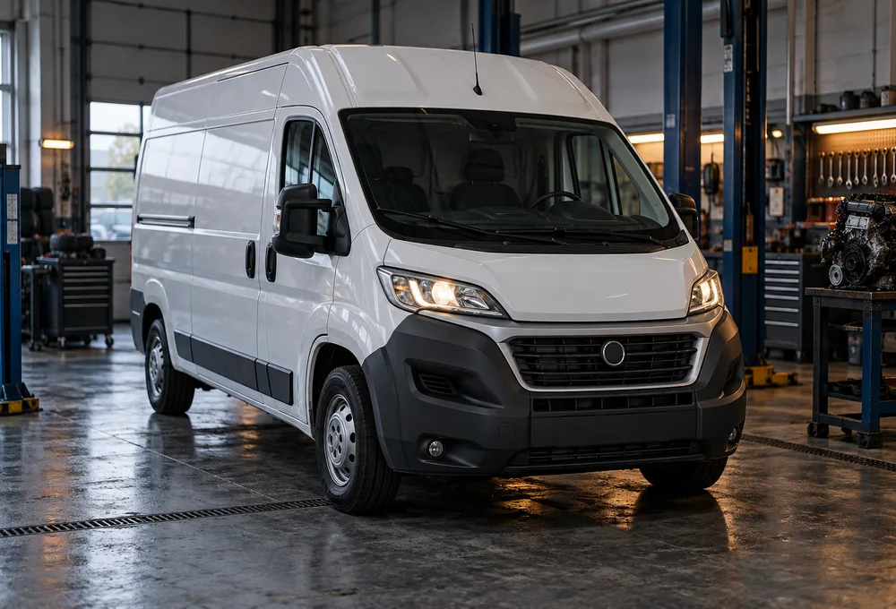Fiat Ducato van at a workshop