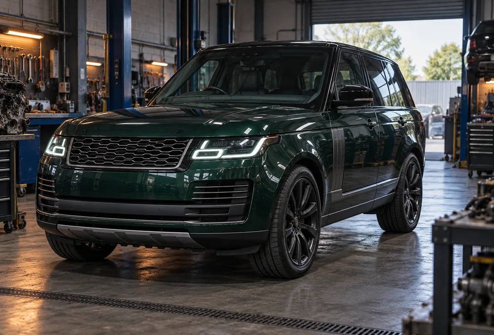 Range Rover SUV at a workshop